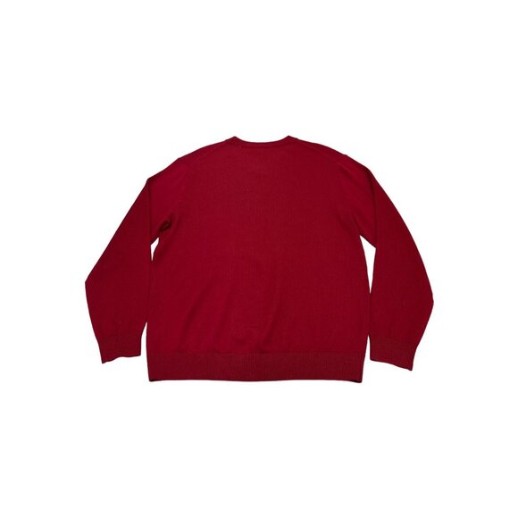 Turnbury Sweater Mens M Red Merino Wool V Neck Pullover Classic Holiday Office - Picture 2 of 6